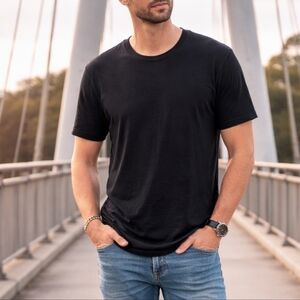 AllSaints Black Crew Neck T-Shirt Men’s Size L 100% Cotton Short Sleeve Tee